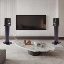 28" 1 Pair Bookshelf Speaker Stands Surround Sound Home Theater Black Walnut PVC