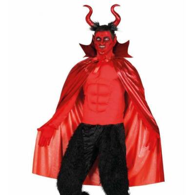 SET MANTELLO 120CM E CORNA UOMO DONNA HALLOWEEN CARNEVALE GUIRCA