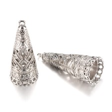 5pcs Platinum Alloy Pendant Bails Cone Tassel Cap Bail Spacer Lead Free 48x19mm