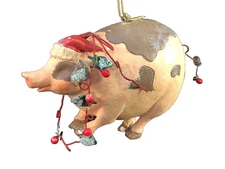 Kurt S Adler Pig in Santa Hat Christmas Ornament W/Tag Holidays Are Santas World