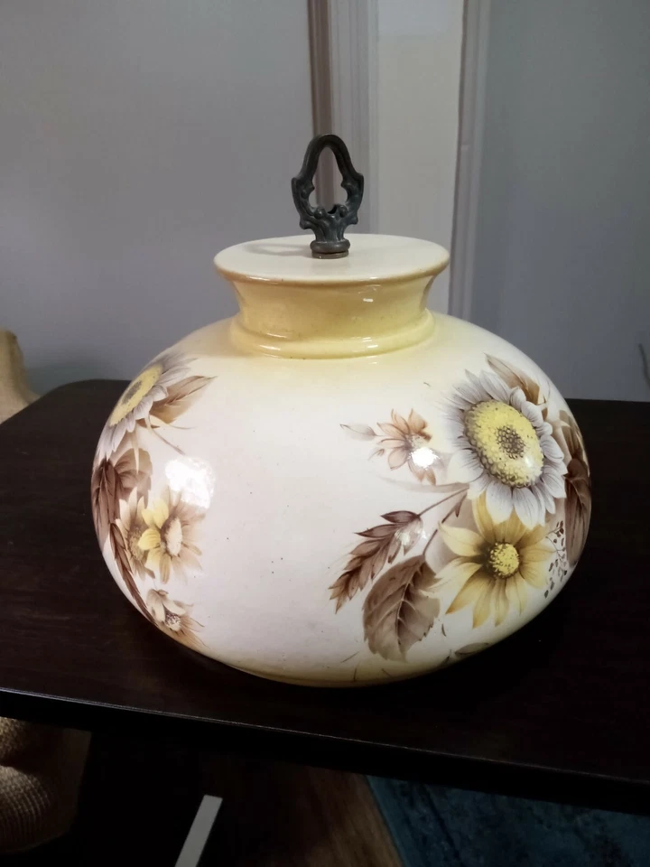 Vintage Antique Hanging Slag Light Shade Hand Painted Ceramic Floral 11" - Image 3 of 4