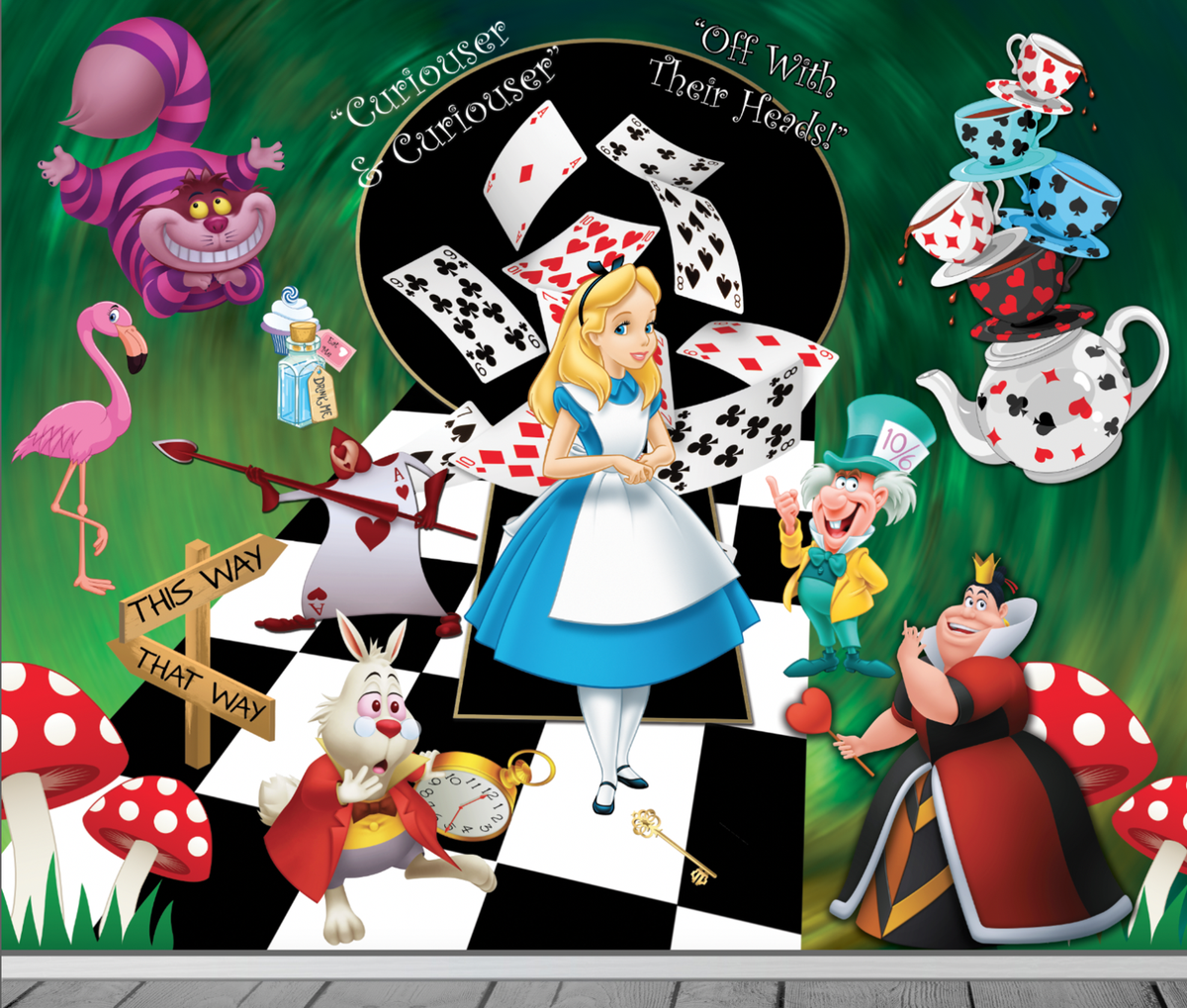 Alice Adventures in Wonderland Wallpaper Wall Mural Room Bedroom