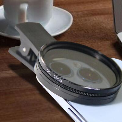 For Phone 52mm Lens Filter Slim Circular Polarizing Polarizer Filter with Clip