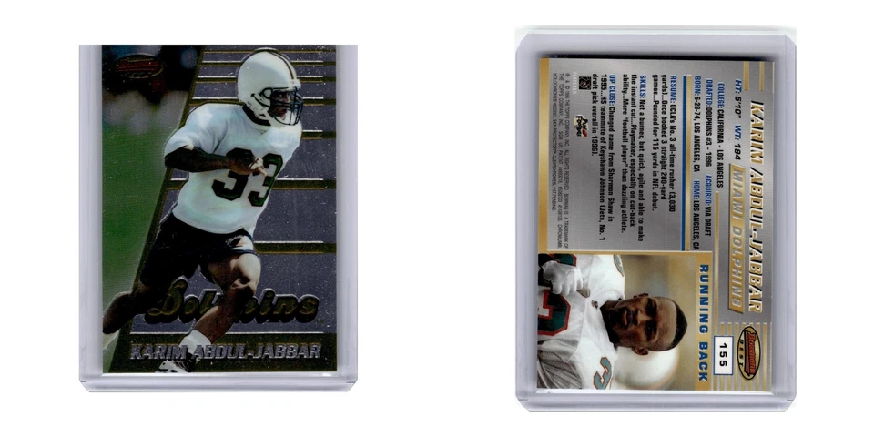 1996 Bowman's Best Karim Abdul-Jabbar RC Dolphins #155 - Image 3 of 3