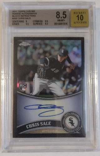2011 Topps Chrome Rookie Auto Black Refractor #205 Chris Sale/100 BGS 8.5 POP 1 - Picture 1 of 3