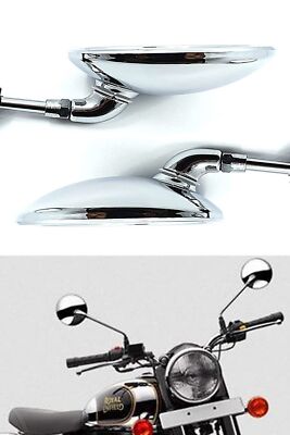 Fits Royal Enfield New Classic 350/500 Meteor Rear Side View Mirror Kit Chrome