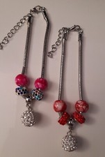 Lotto stock 2 bracciali bracciale perle charms metallo donna ragazza