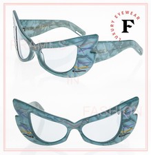 GUCCI Hollywood Forever 0710 Blue Pearl Green Wing Mask Sunglasses GG0710S 004