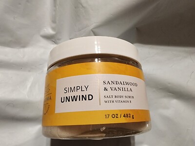 Bath and Body Works Simply Unwind SANDALWOOD and  VANILLA Salt Body Scrub