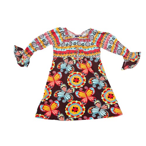 Girl's size 12, Happy Rose, white, butterfly, long-sleeved, dress