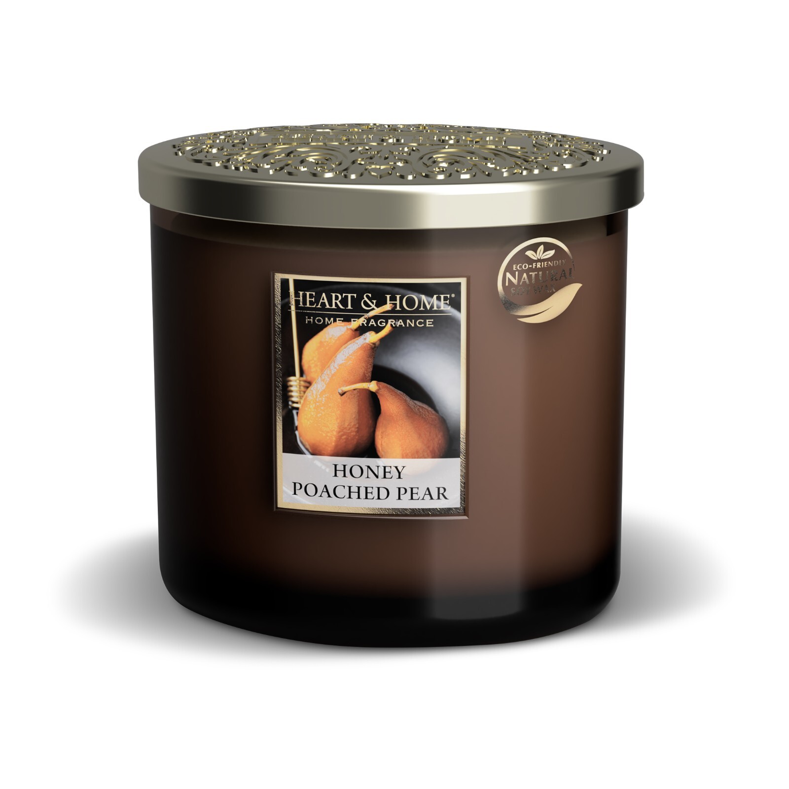 Bougie parfumée Poire pochée au miel 220g pot ellipse en verre Heart & Home
