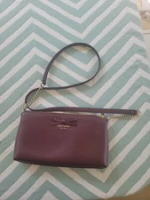New No TAGS Kate Spade Sawyer Street Declan Bow Leather Crossbody Bag  Mahogany