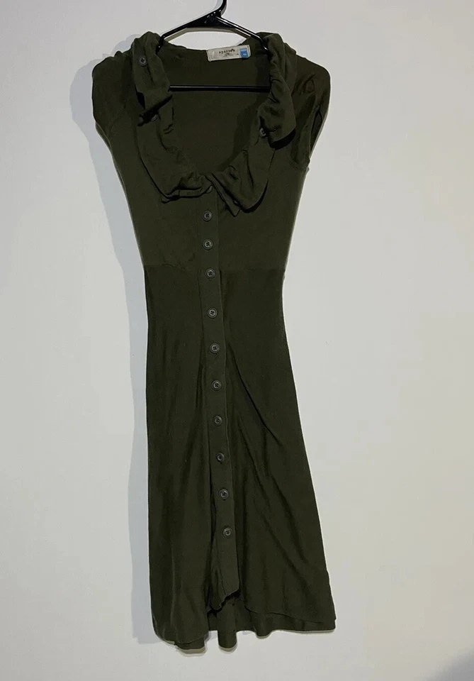 Vestido Sparrow para mujer XS Anthropologie manga gorra tejido con botones verde cachemir Foto 2 de 4