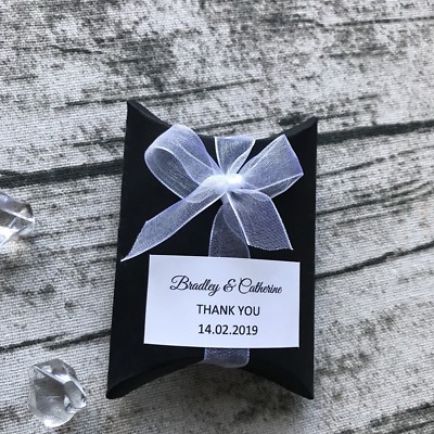 40x White Rectangle Personalized Gift Stickers Wedding Favour Boxes Gift Labels