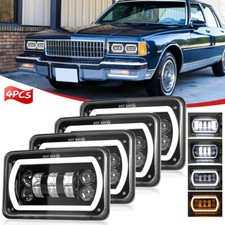 For Chevrolet Monte Carlo 80-88 Caprice 77-86 4x6 Led Headlights Halo Drl 4pcs For Chevrolet Monte Carlo 80-88 Caprice 77-86 4x6 Led Headlights Halo Drl 4pcs