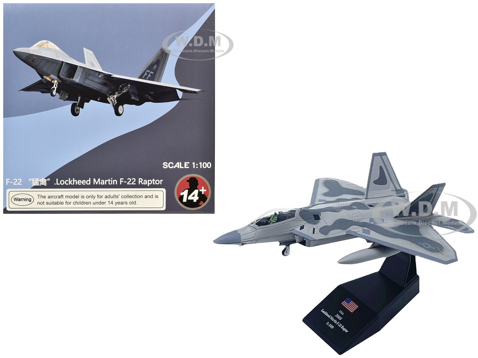 САМОЛЕТ LOCKHEED MARTIN F-22A RAPTOR LANGLEY AFB 1/100, ИЗГОТОВЛЕННЫЙ НА ЗАКАЗ, МОДЕЛЬ FS041A
