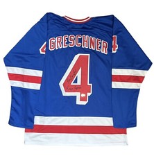 Ron Greschner New York Rangers signed Custom Jersey w/Inscrip & Beckett Cert