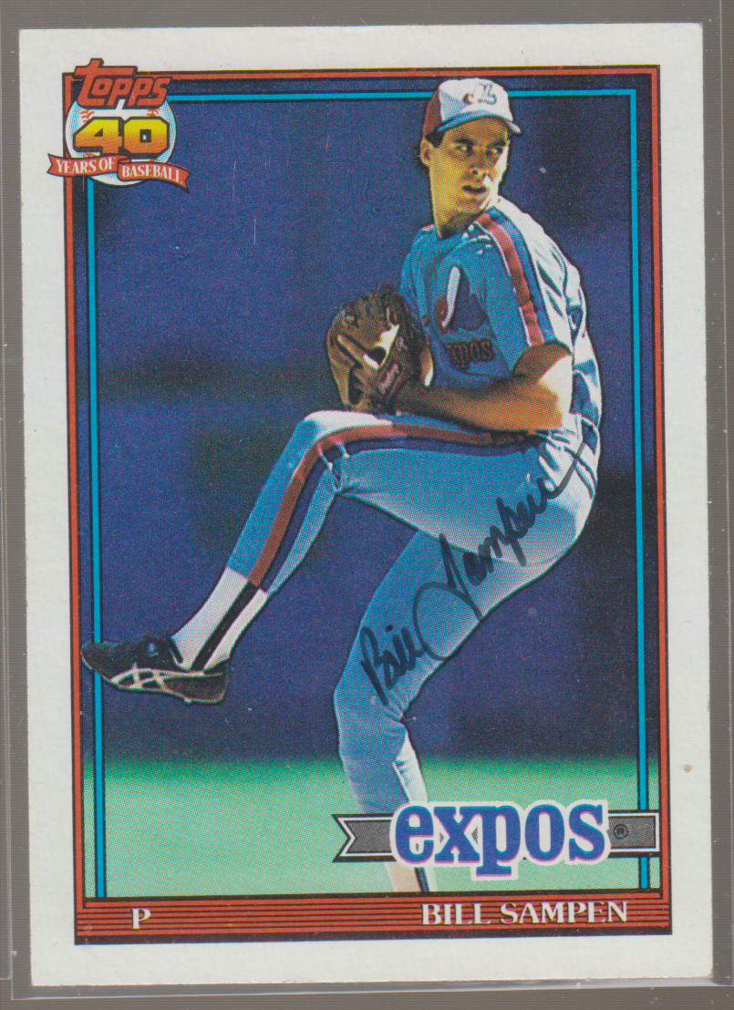 Autographed 1991 Topps Bill Sampen - Expos