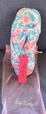 Lilly Pulitzer Bondi Blue My Little Peony GWP Slippers Ladies Size 9/10 NWT