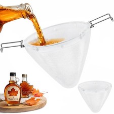 Maple Syrup Filter Set,2 Reusable Cone Filter Bags with 1 Stainless Steel Fol...