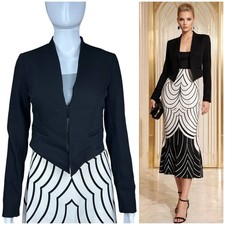 Alice Olivia Black Cropped Blazer XS Modern Minimalist Art Deco Event Jacket
