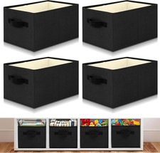4 Pcs Cube Storage Bin Black 14''x10''x8'' Storage Bins Kids Classroom Decor