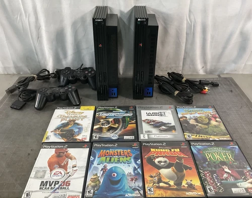 Lot of 2 Sony PlayStation 2 PS2 Fat Game Consoles Bundle