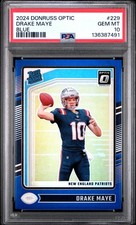 2024 Panini Donruss Optic Blue #229 Drake Maye 16/199 Psa 10