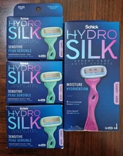 New Schick Hydro Silk Sensitive Razor and (3) 4 Pk Refill Cartridges - 14 Carts.