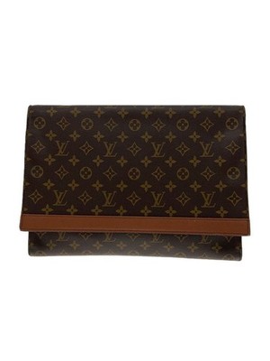 Louis Vuitton Clutch Bag Porto Envelope Monogram Canvas BRW Leather Used
