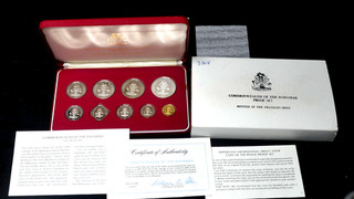 1985 Bahamas 9 Coin Proof Set (w/Box & COA) Franklin Mint