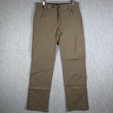 Prana Pants Mens 32x30 Khaki Zion II Straight Performance Belted Nylon Outdoors