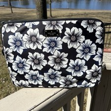KATE SPADE New York Laptop Sleeve Floral Black 13.5"x10"x1" Padded Computer Case