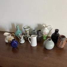 Lot of 12 VINTAGE Miniature Pitchers, Jugs, Vases – Japan Holland