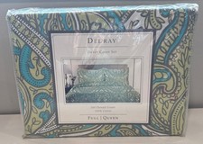 DEL RAY Duvet Cover Set 300 Thread Count 100 Cotton Full/ Queen New B31