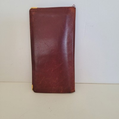 ネロ Cartier Paris Long Leather Wallet Zip Coin Pocket Burgundy Gold