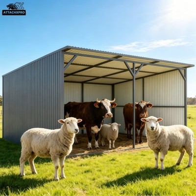 New 20x12 Ft Metal Livestock Shelter Run-in Shed for Cattle Horse Goat Free Ship