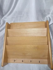 Letter Holder Wall Mount Mail Sorter Key Rack Blond Pine Wood Farmhouse Decor