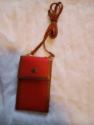 Baciano Genuine Leather Trim Wallet Red and brown button Clutch
