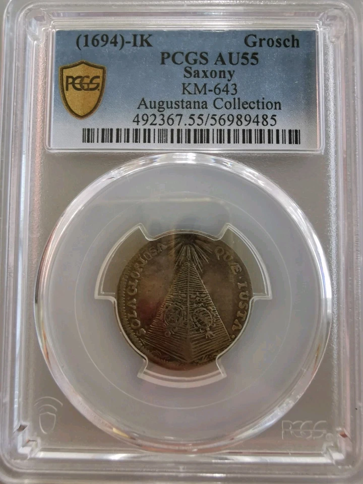 1694-IK German States SAXONY-ALBERTINE Groschen Death Silver Coin PCGS AU-55 - Image 4 of 4