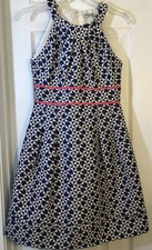 Eliza J Dress Fit N Flare Sleeveless White Blue Women’s Size 0P
