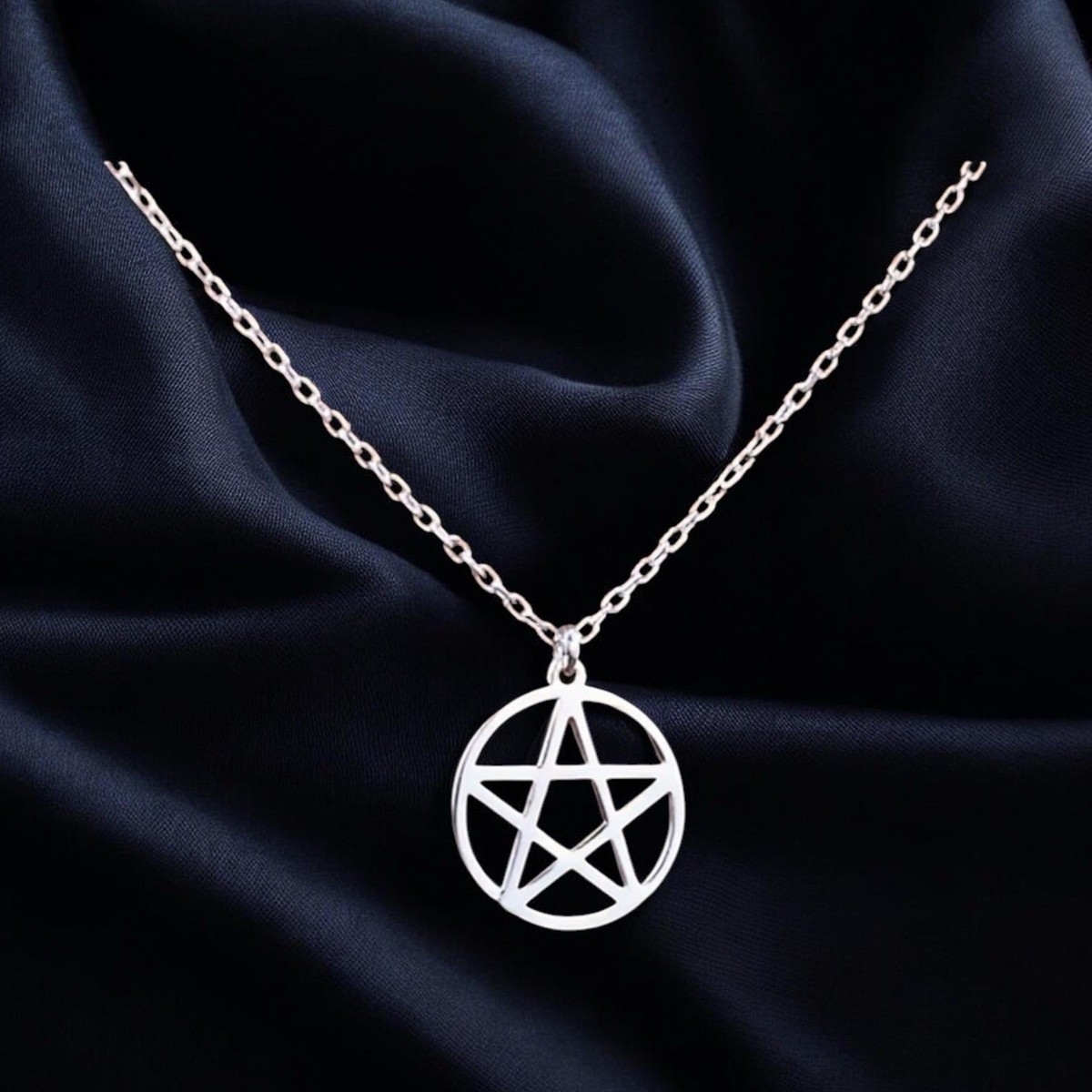 Pentagram Star Pendant Necklace, Silver & Gold Tone, Gothic Charm 