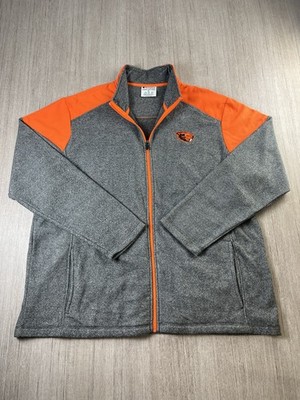 Champion Oregon State Beavers Full Zip Jacke Herren XL grau orange Fleece OSU