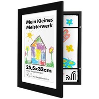 A4 Bilderrahmen Kinderzeichnungen Schwarz 216X28Cm Passepartout 255X32Cm Glas