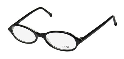 NEW ENJOY 2703 GLASSES VINTAGE UNISEX 50-17-140 PLASTIC FULL-RIM BLACK C OVAL