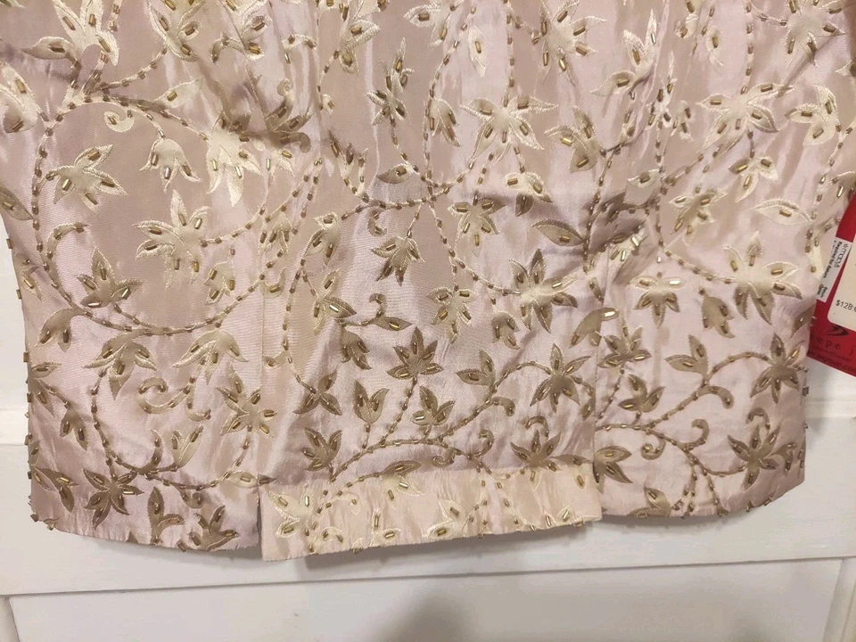Nwts $128 JS Collections Ladies Size 10 Beige Beaded Formal Sleeveless Top - Image 4 of 4