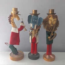 Vintage Silverstri Jungle Animals Candlestick  Giraffe Elephant Lion Approx 11"