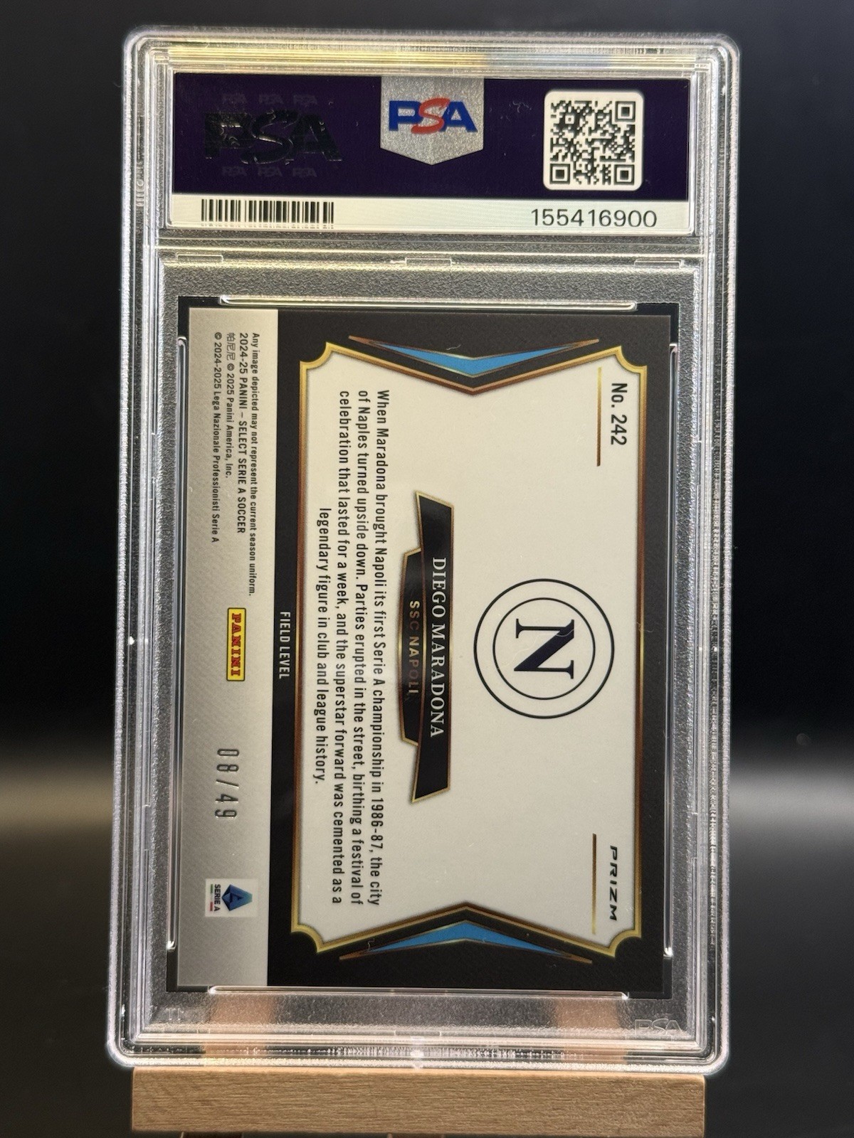 2024-25 Select Serie A Diego Maradona Purple Field Level PSA 10 /49 PSA 10 view 4