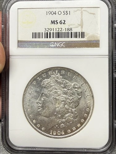1904 O Morgan Silver Dollar NGC MS 62 Uncirculated!
