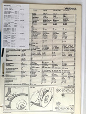 Test und Einstellwerte Vauxhall Autodata Oldtimer ab1966